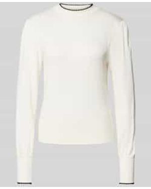 Zero Regular Fit Gebreide Pullover Van Viscosemix Met Opstaande Kraag - Wit