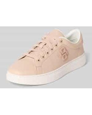 BOSS Lage Sneakers Van Gepolijst Leer, Model 'Kiran Tenn' - Naturel