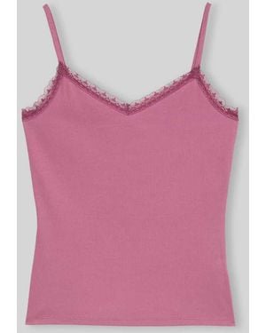 Tom Tailor Slim Fit Top aus Baumwoll-Mix - Pink