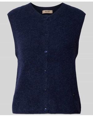 Mos Mosh Regular Fit Cardigan aus elastischem Alpaka-Mix mit Knopfleiste - Blau