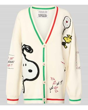 Essentiel Antwerp Loose Fit Strickjacke mit Viskose-Anteil Modell 'JASEBALL SNOOPY EMBO' - Natur