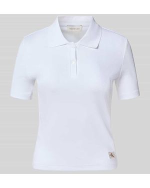 Calvin Klein Slim Fit Poloshirt mit Label-Detail - Weiß
