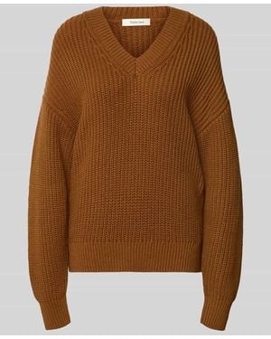 SELECTED Regular Fit Pullover aus Baumwoll-Mix Modell 'SELMA' - Braun