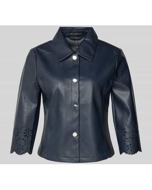 Betty Barclay Slim Fit Blazer in Leder-Optik mit Loch-Muster - Blau