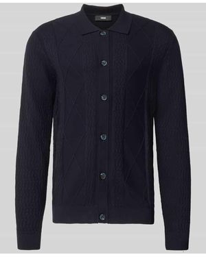 Cinque Strickjacke mit Strukturmuster Modell 'YARO' - Blau