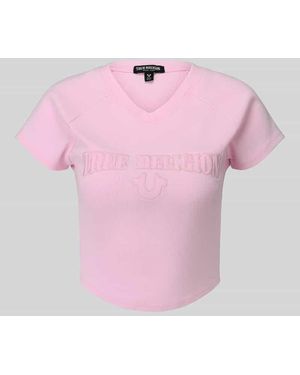 TRUE RELIGION Slim Fit Crop Top aus Baumwoll-Mix Modell 'ribbed baby' - Pink
