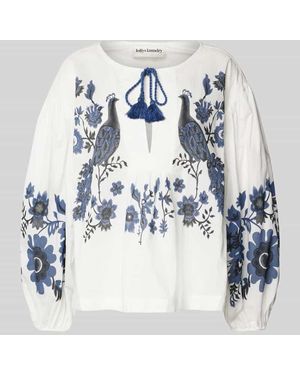Lolly's Laundry Regular Fit Bluse mit Puffärmeln Modell 'Askar' - Blau