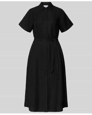 Comma, Midikleid aus Viskose-Mix mit Umlegekragen - Schwarz