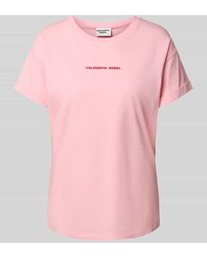 Colourful Rebel T-Shirt mit Label-Print - Pink