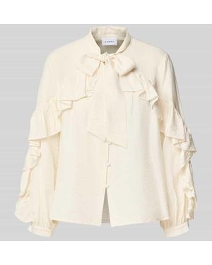 Comma, Regular Fit Schluppenbluse aus Viskose-Mix mit Volants - Natur