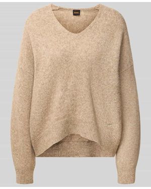 BOSS Loose Fit Pullover aus Alpaka-Woll-Mix Modell 'Fondyssa' - Natur