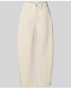 Opus Regular Fit Barrel Jeans mit Label-Patch - Natur