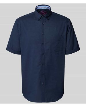 Christian Berg Men Regular Fit Freizeithemd mit Button-Down-Kragen - Blau