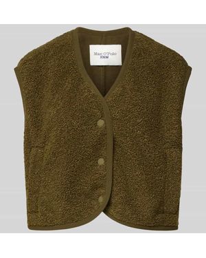 Marc O' Polo Boxy Fit Teddyfell-Weste mit Druckknopfleiste - Grün