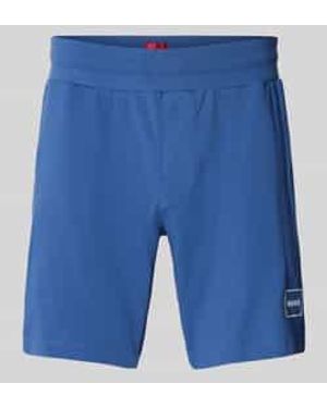 HUGO Korte Broek Met Labelprint En Elastische Band - Blauw