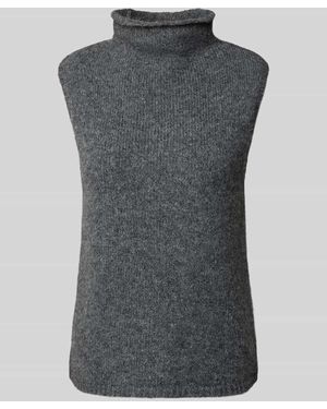 Neo Noir Stricktop Mit Stehkragen Modell 'Odelia' - Grau