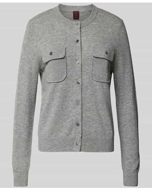 Stefanel Regular Fit Strickjacke aus Lanawoll-Kaschmir-Mix - Grau