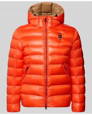 Blauer Usa Steppjacke mit Zweiwege-Reißverschluss Modell 'ADAMS' - Orange