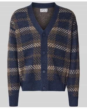 JAKE*S STUDIO MEN Relaxed Fit Strickjacke mit Allover-Muster Modell 'MARIAN' - Blau