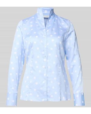 Eterna Slim Fit Hemdbluse mit Stehkragen - Blau