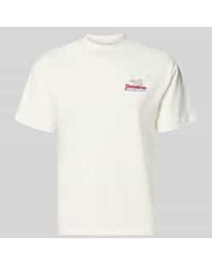 Prohibited T-Shirt Met Labelprint En Ronde Hals - Naturel