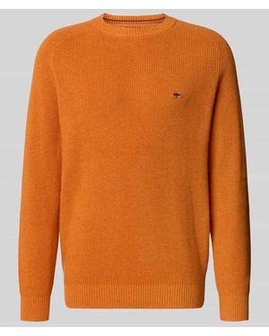 Fynch-Hatton Regular Fit Strickpullover aus reiner Baumwolle - Orange
