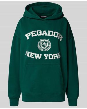 PEGADOR Oversized Hoodie mit Logo-Stitching Modell 'Frieda' - Grün