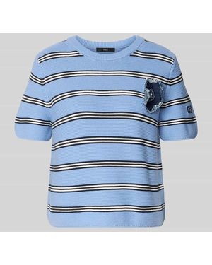 Ouí Strickshirt mit floraler Applikation - Blau