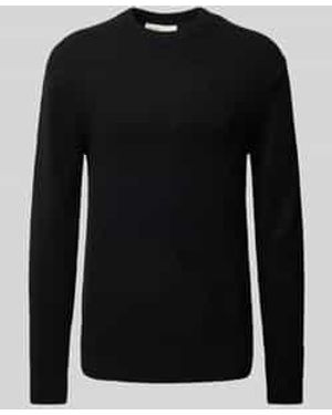 Tom Tailor Regular Fit Gebreide Pullover Met Wol En Labelstitching Bij De Mouwen - Zwart