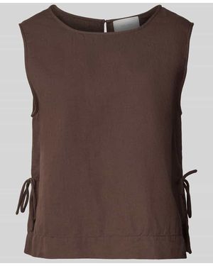 Neo Noir Blusentop mit Rundhalsausschnitt Modell 'Svetlana' - Braun