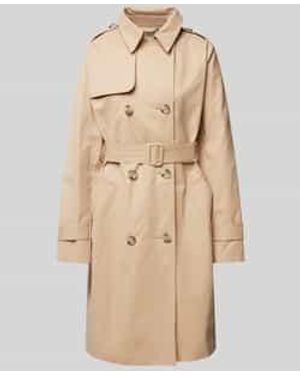 S.oliver Slim Fit Trenchcoat Van Katoenmix Met Gestreepte Voering - Naturel