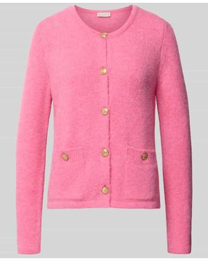 Milano Italy Strickjacke mit Rundhalsausschnitt und Knopfleiste - Pink