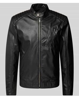 Strellson Lederjacke mit Stehkragen Modell 'PIERCE' - Schwarz