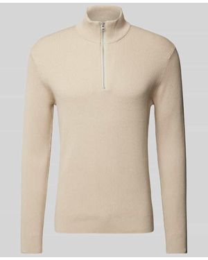 Only & Sons Regular Fit Strickpullover Mit Stehkragen Modell 'Phil' - Natur