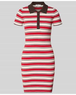 LeGer By Lena Gercke Polokleid aus Viskose-Mix mit kurzer Knopfleiste Modell 'Elenia' - Rot