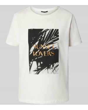 Comma, T-Shirt mit Motiv-Print und Rundhalsausschnitt - Weiß