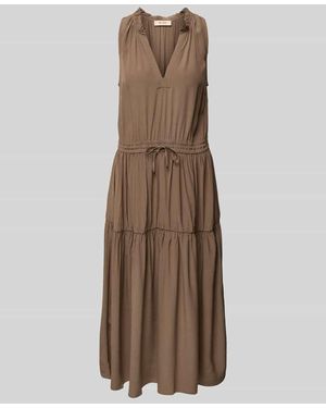 Mos Mosh Maxikleid mit Tunikakragen Modell 'Sabri' - Natur