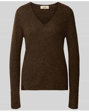 Mos Mosh Strickpullover mit Woll-Anteil Modell 'Mape' - Braun