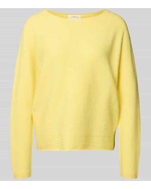 Fynch-Hatton Strickpullover mit Rundhalsausschnitt und Label-Detail - Gelb