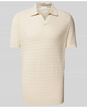 Profuomo Slim Fit Poloshirt Mit V-Ausschnitt - Natur