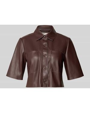 VM VERA MONT Cropped Bluse in Leder-Optik - Braun