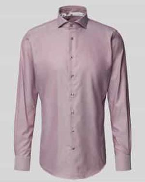 Profuomo Slim Fit Zakelijk Overhemd Met Haaikraag - Paars