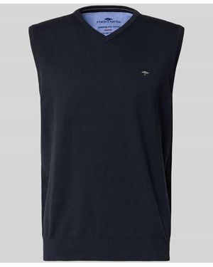 Fynch-Hatton Pullunder mit Label-Stitching - Blau
