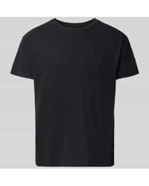 Superdry T-Shirt Van Mix Van Katoen En Linnen Met Borstzak - Zwart