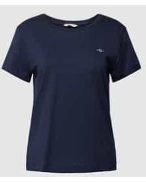 GANT T-Shirt Met Labelstitching, Model 'Shield' - Blauw