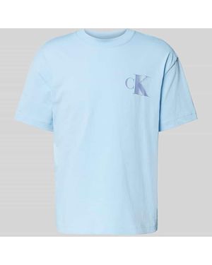 Calvin Klein T-Shirt mit Label-Print und Rundhalsausschnitt - Blau