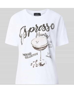 Monari T-Shirt mit Motiv-Print und Ziersteinbesatz - Grau