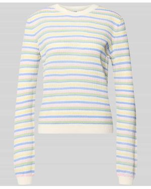Pieces Regular Fit Strickpullover aus reiner Baumwolle Modell 'DIANA' - Grau