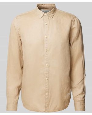 Scotch & Soda Regular Fit Leinenhemd Mit Label-Stitching - Natur