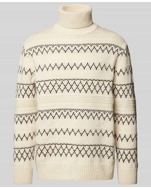 Knowledge Cotton Strickpullover Mit Rollkragen - Natur